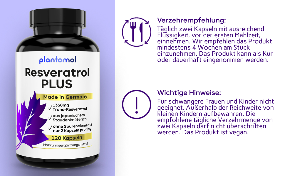 Natürliches Trans-Resveratrol: 2-Monatsvorrat mit täglicher Dosis aus Staudenknöterich