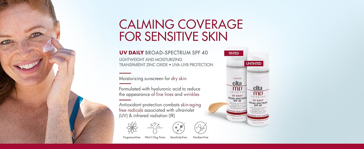 EltaMD UV Daily Facial Sunscreen Broad-Spectrum SPF 40, Lightweight, Normal, Dry, Combination Skin