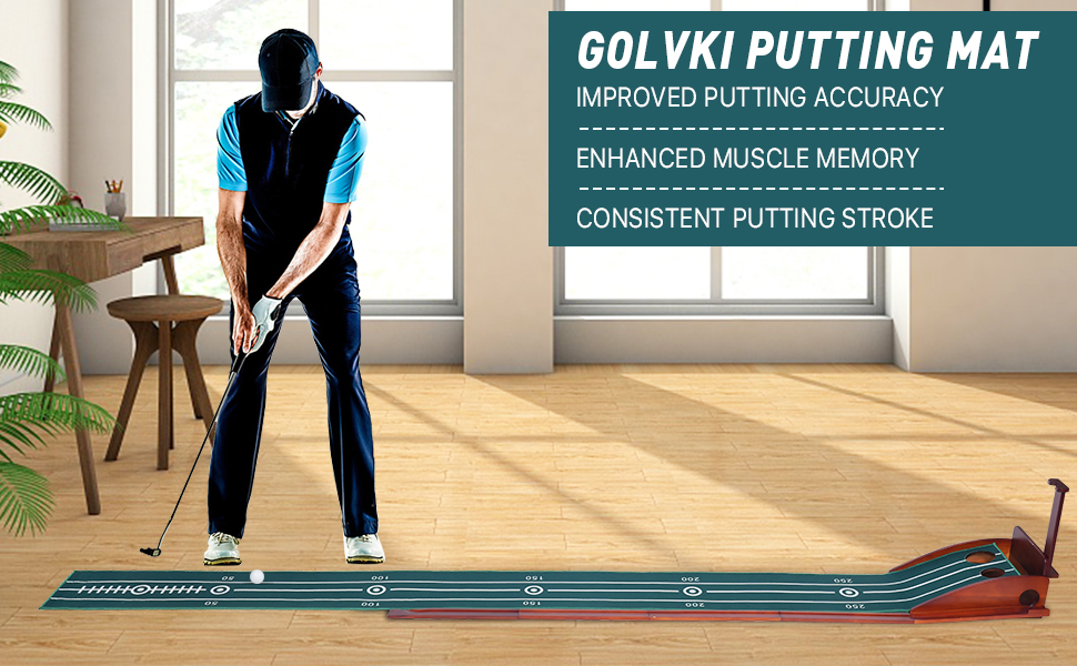 GOLVKI Golf Putting Matt for Indoors/Outdoors, Putting