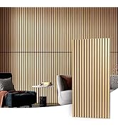 Art3d 4 Wood Slat Acoustic Panels for Wall and Ceiling - 3D Fluted Sound Absorbing Panel with Woo...