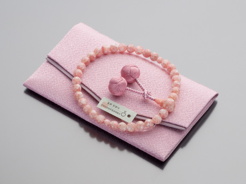 Amazon｜[仏壇屋 滝田商店] 数珠 女性用 ピンクシェル 8mm玉 正絹小田