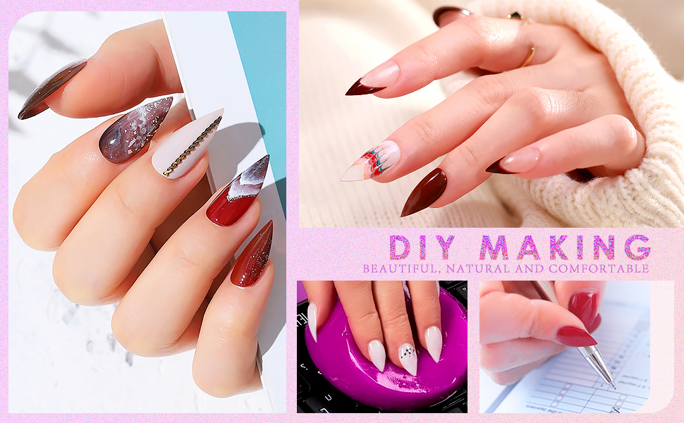 krofaue Short Stiletto Nail Tips Acrylic Nail Tips 200pcs