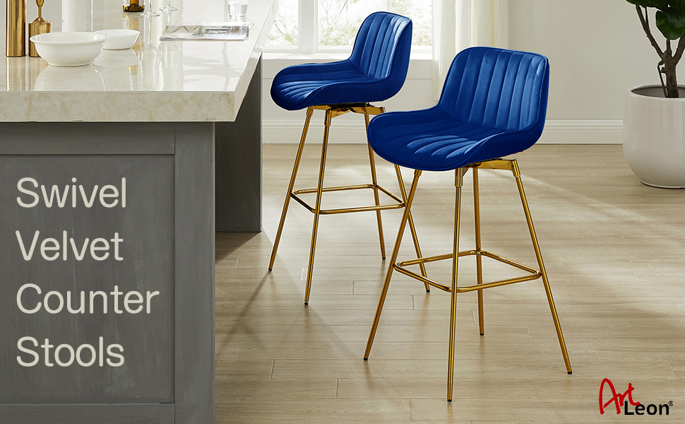 Art Leon Swivel Bar Stools Set of 2, 29" Counter Height Bar