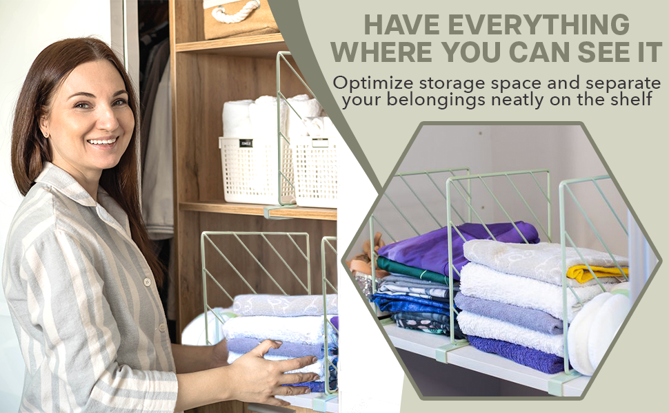 5 star moon 3 Metal Shelf Dividers, Metal Wardrobe Dividers for Shelves