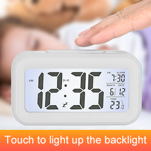 White Digital Rectangle Clock White 5 190_White Alarm