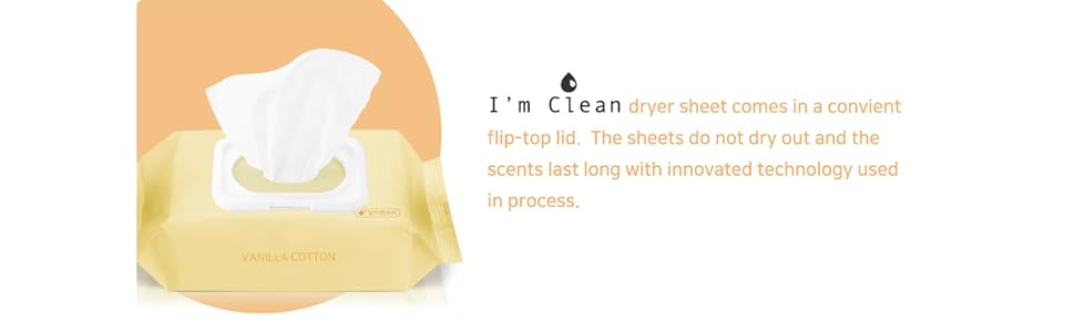 I'm Clean dryer sheets Vanila cotton