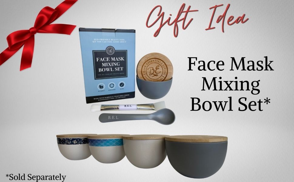 Clay Face Masks Mixing Bowl Set Package with Bamboo Lid, Spoon, Twin