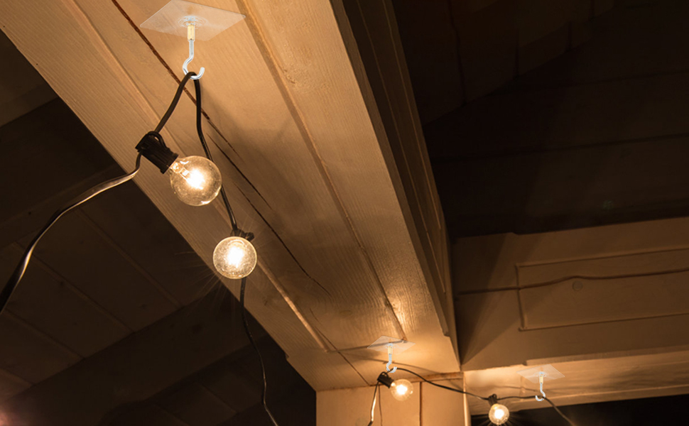 Dlilise Adhesive Ceiling Hooks 10 Pack, Heavy Duty Sticky