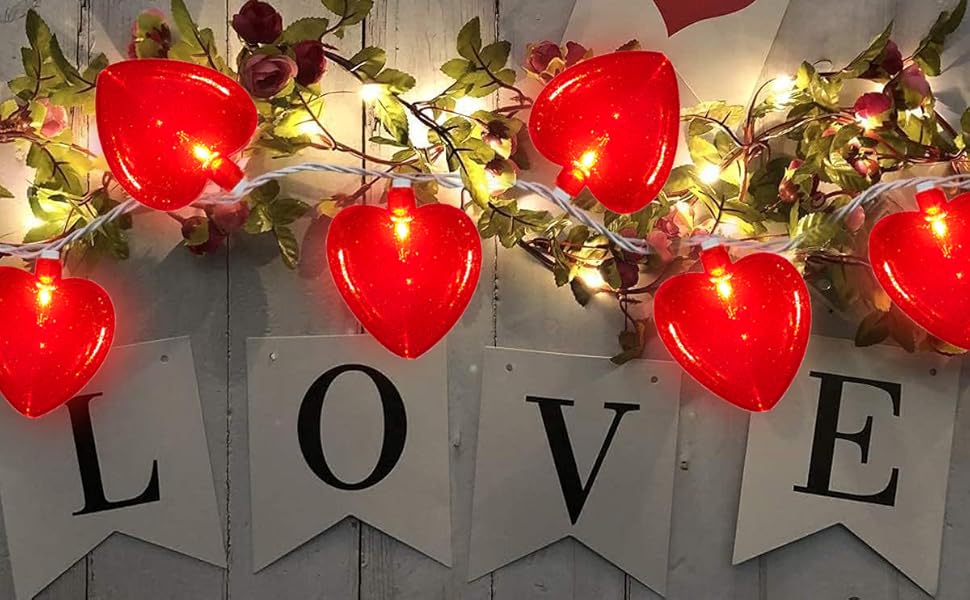 8.5FT Valentine's Day Heart String Lights, Holiday