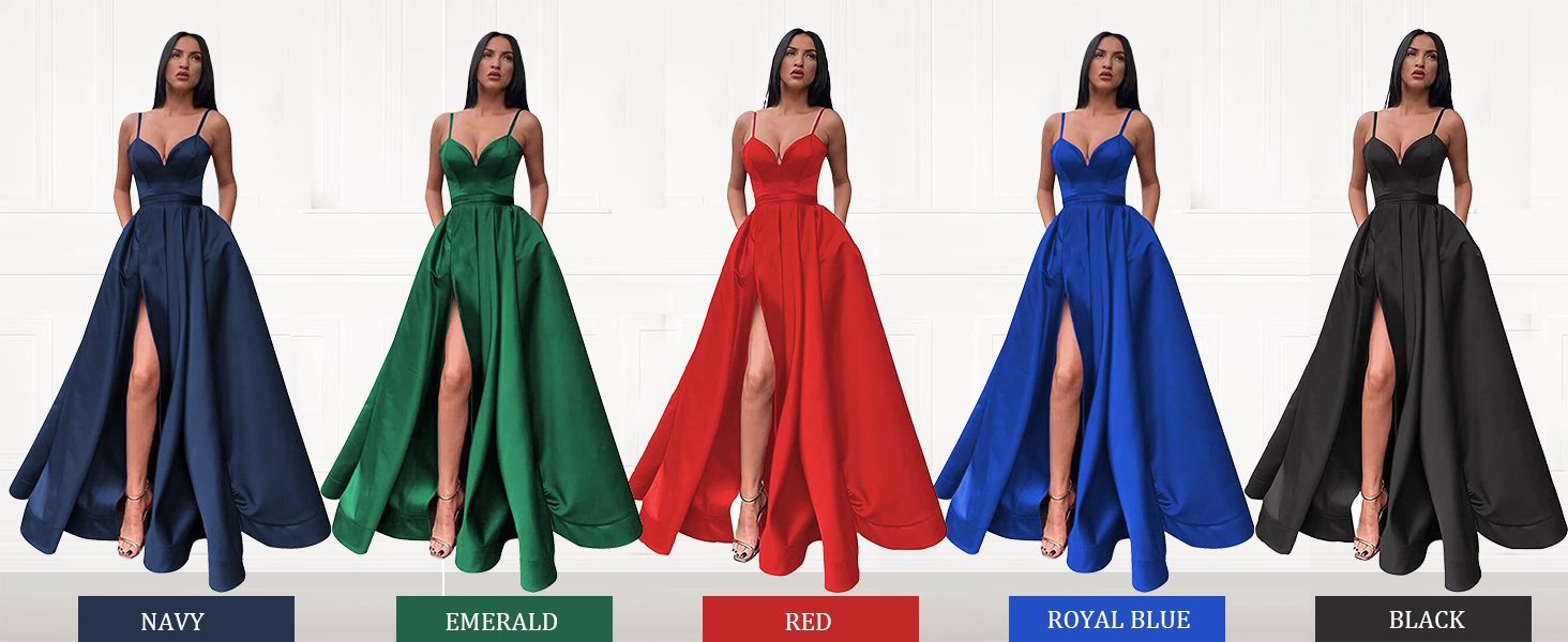 prom dresses for women ball gown 2023 2024 high slit ruched satin long formal dresses evening gowns