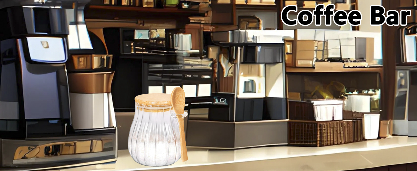 Sugar Container Sugar Keeper with the Bamboo Lid and Spoon