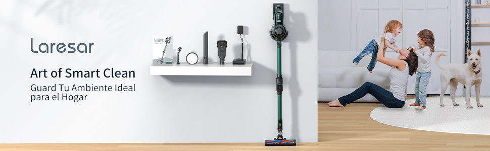 Laresar Aspiradora Sin Cable 30 KPa, Aspirador Escoba Potente, Pantalla Digital, Batería Hast 35 Minutos, Taza Polvo De 1,5 Litros, Tubo Plegable, Cepillo Rodillo 2 En 1 Para Pisos Y Alfombra(Elite 2) 18 aspiradora sin cable