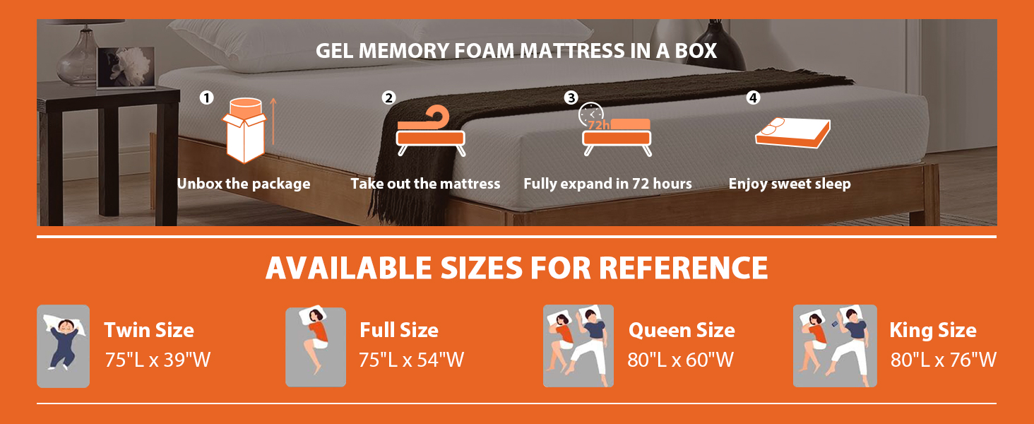 8 Inch Gel Memory Foam Mattress,California King Mattress in