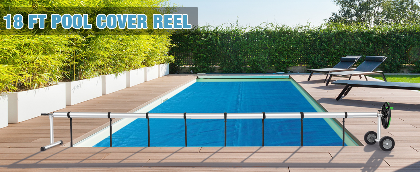 Outvita Pool Cover Reel 18 FT Solar Cover Reels Set for
