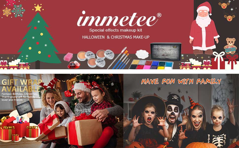 immetee Halloween Makeup Kit, 12Colors Face Body Paint, SFX Makeup Sets