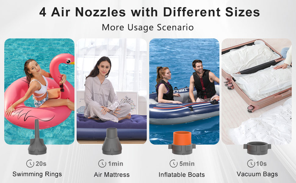 SENJIAQ Air Mattress Pump Portable Ultra-Mini Air Pump, 2500mah Battery, Usb Charging, Rechargeable To Inflate Deflate , White