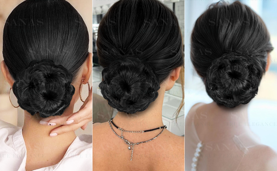 Sanas Bun Extension For Women 1Pc Readymade Bun Bridal Hair Bun Extension Faux Bun Synthetic