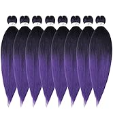 Purple Braiding Hair Pre Stretched 14-inch 8 Packs Kids Braiding Hair Soft Yaki Texture, Itch Fre...