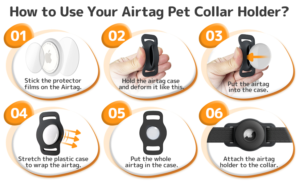 Airtag Dog Collar Holder Soft Silicone Air Tag Holder for Pet Dogs Cats Collar
