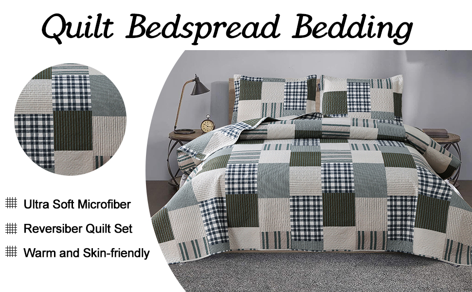 ropa de cama de patchwork a cuadros