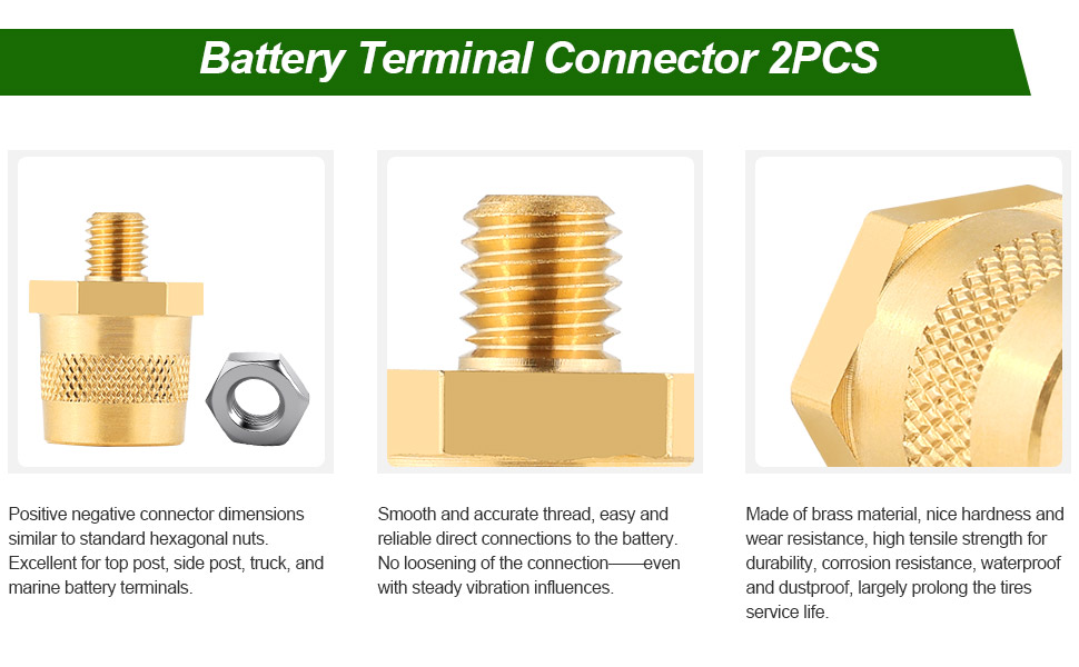 2PCS Auto Battery Terminal Connectors,M8 Car Side Post