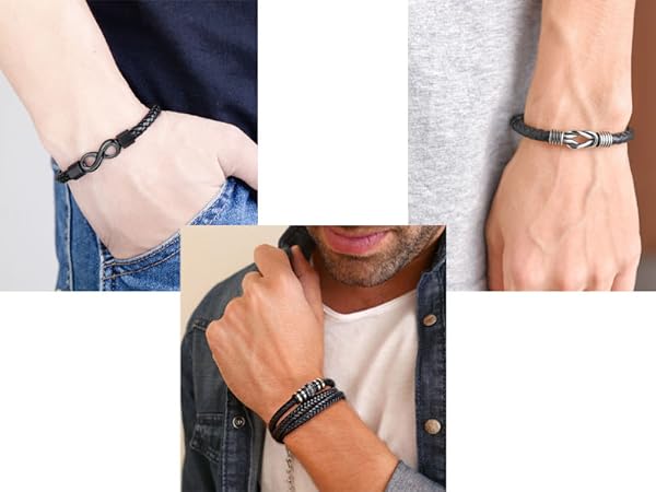 ブレスレット ROMANTINUER SN32 BRACELET INFINITY LEATHER Amazon.com: Titruebe Men's Leather Infinity Bracelet with