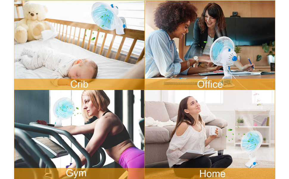 USB Clip on Fan, Strong Wind Ultra Quiet Small Desk Fan with Strong Clamp