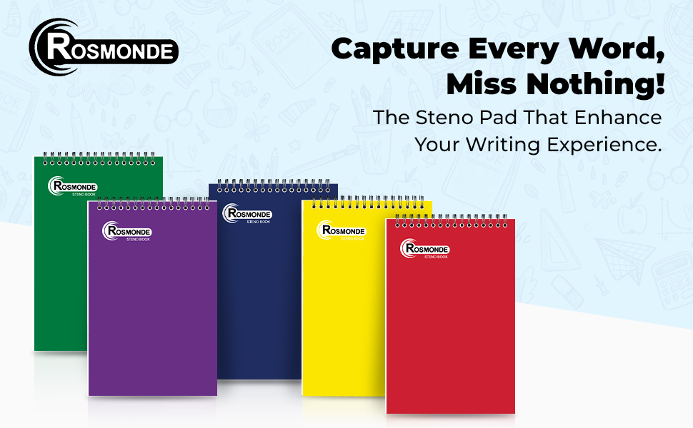 Rosmonde Steno Pads Spiral 6x9 12 Pack, Gregg Ruled Steno