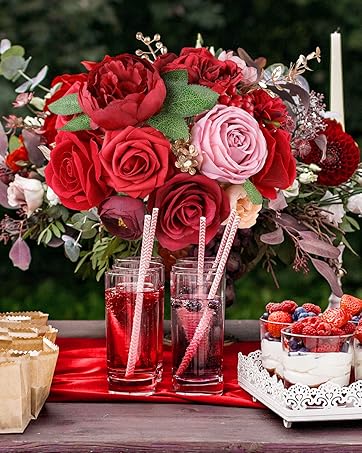 red artificial flowers combo