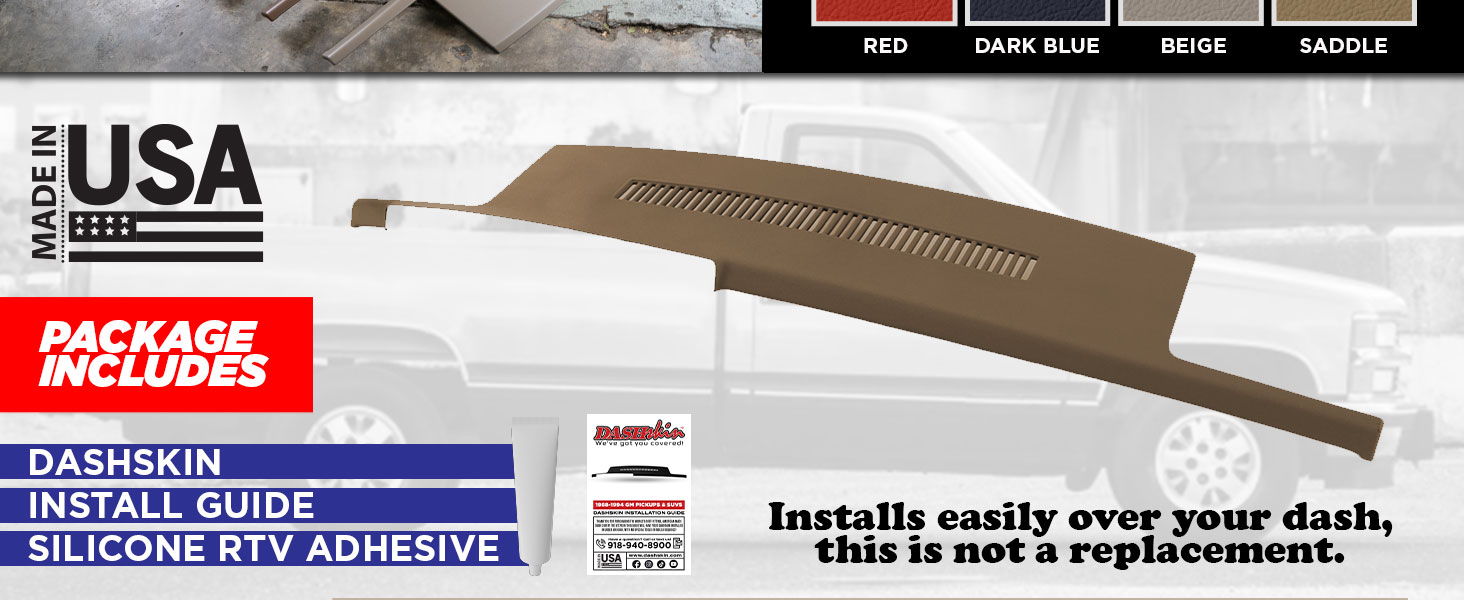 DashSkin (NOT MADE in CHINA) USA American Made Molded Plastic Dash Cover Compatible