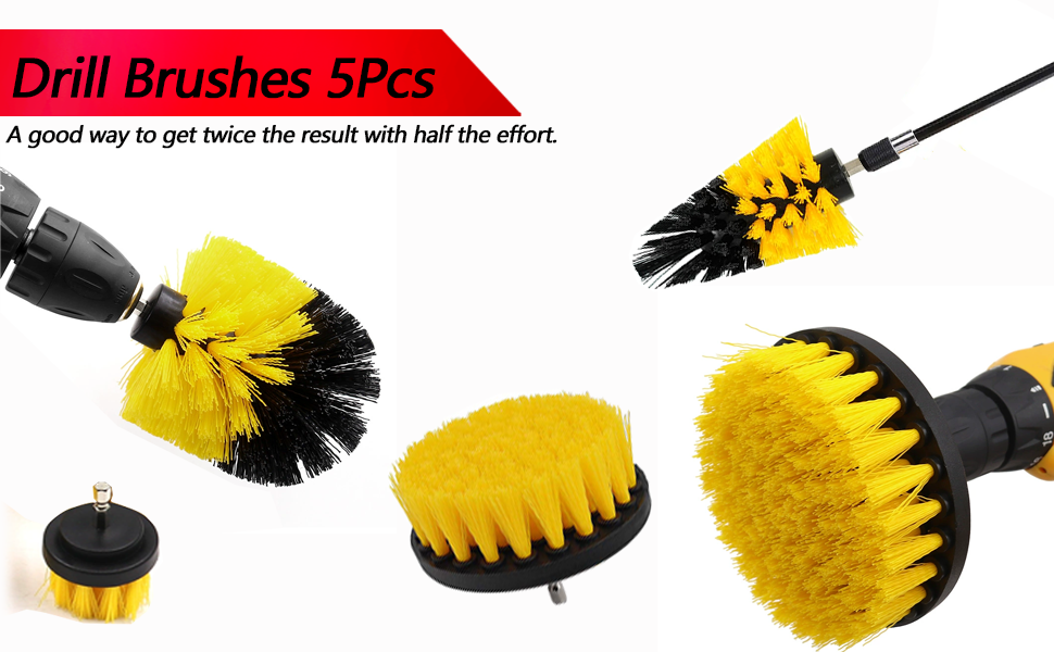 Drill Brush for Cleaning, 5Pcs Drill Brushes Set, Power Scrubber