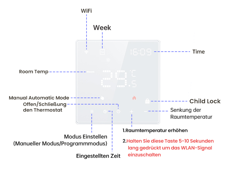 Raumthermostat Elektrische Fußbodenheizung