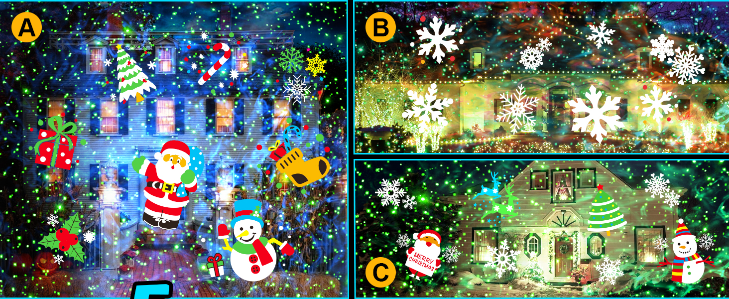 Snowflake Christmas Projector Lights Outdoor HD Effects 3D Ocean Wave Patterns Waterproof with Timer