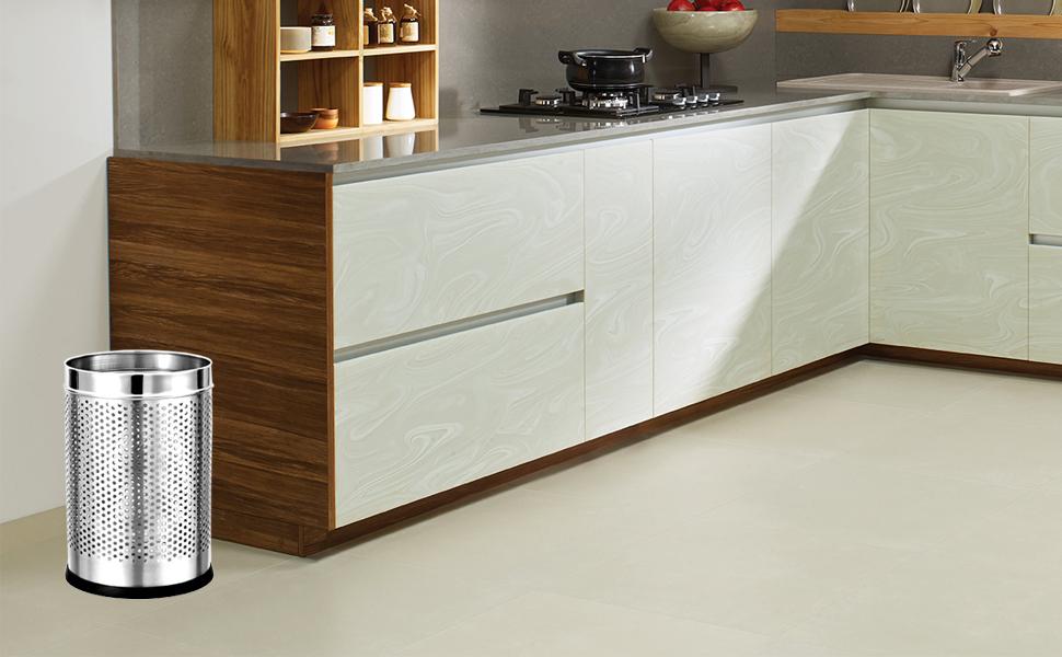 mofna Stainless Steel Perforated Type Dustbin, Paper Bin, Trash Can for