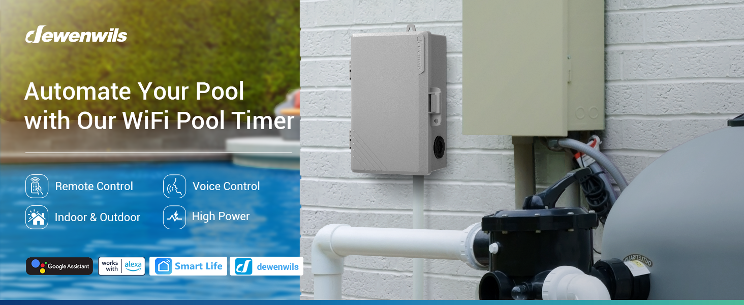 DEWENWILS Pool Timer, WiFi Pool Pump Timer, Heavy Duty 40A 120277 VAC