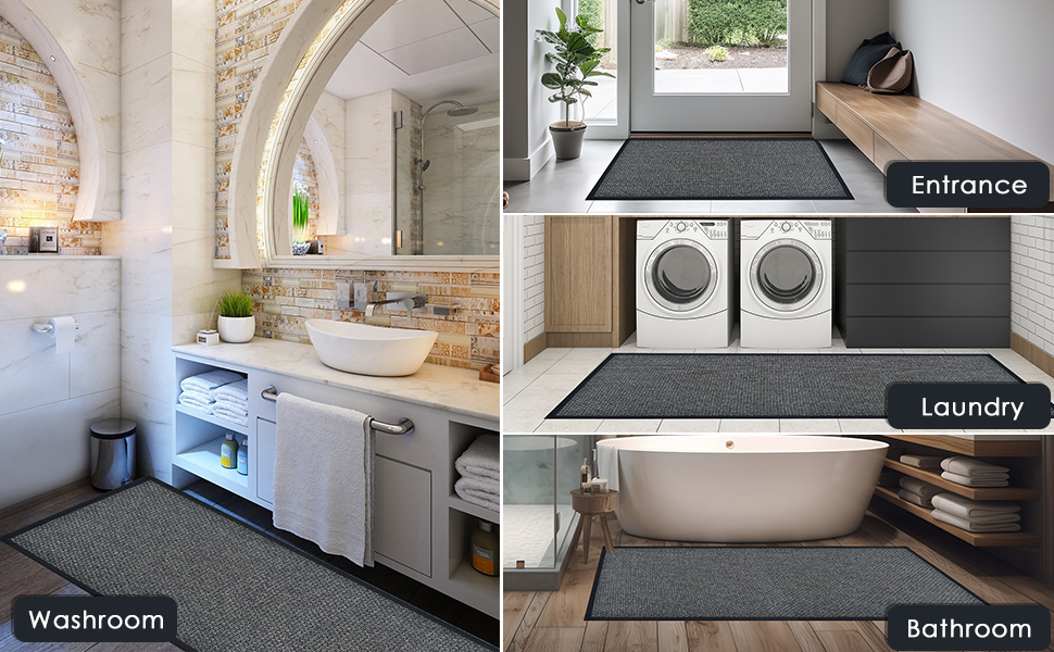 OctBird Rubber Backed Kitchen Rugs, 3 Pcs NonSlip Kitchen