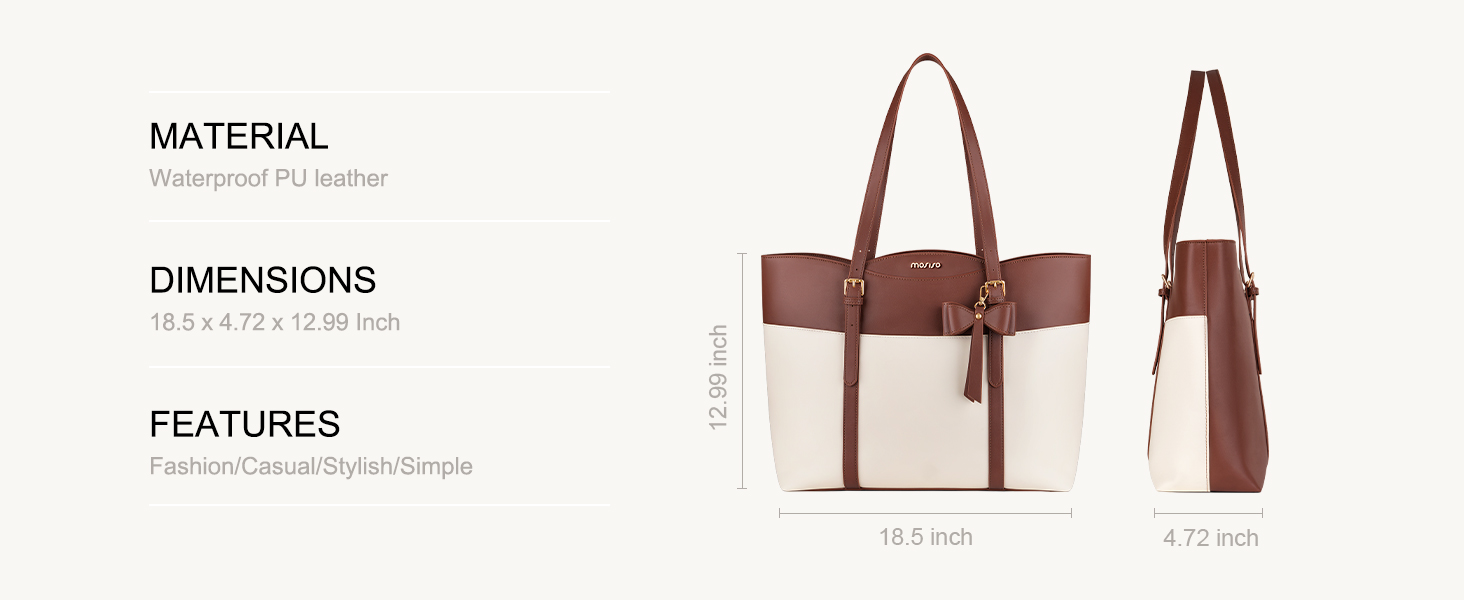 15.6 inch PU Leather Arc-shaped Pocket Tote Bag&Clutch Purse