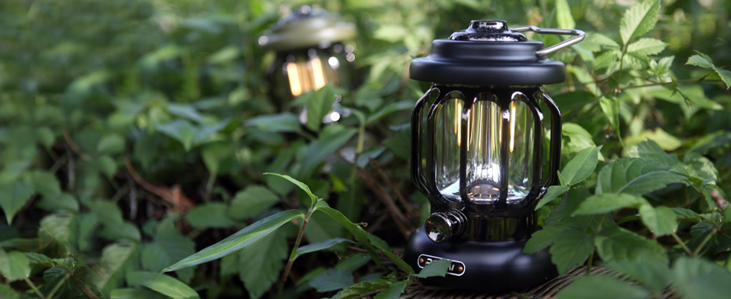 PINSAI LED Camping Lantern,Rechargeable Retro Metal Camp Light,Battery