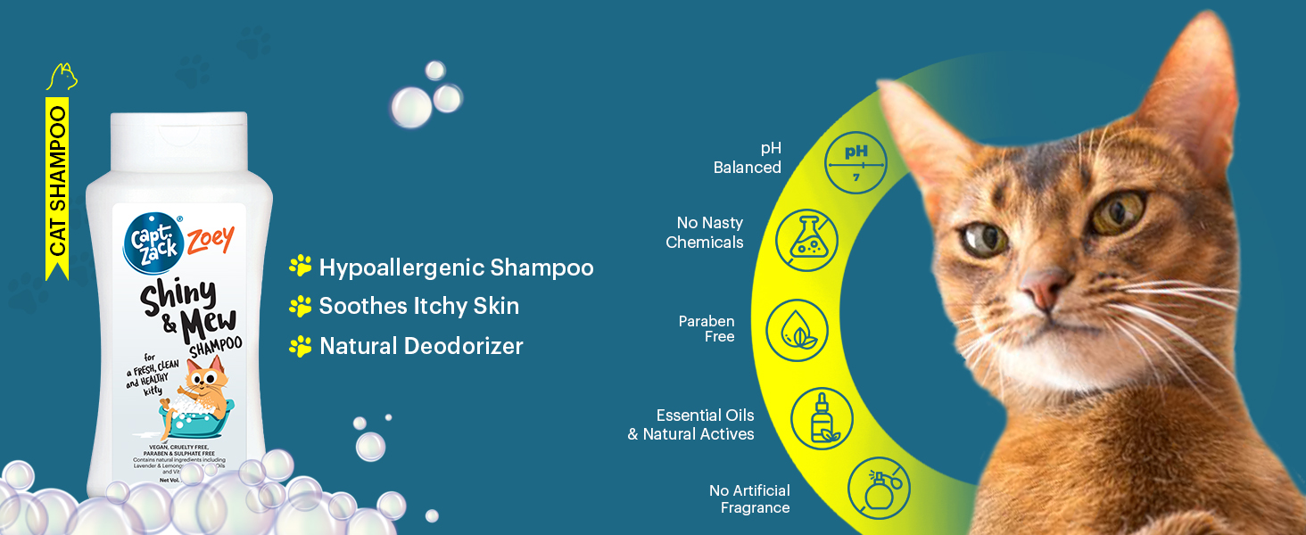 Captain Zack Zoey Cat & Kittens Shampoo for All Breeds Shiny & Mew