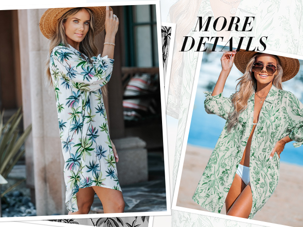 CUPSHE Women Mini Summer Dresses Cover Up Floral Top Shirt 3