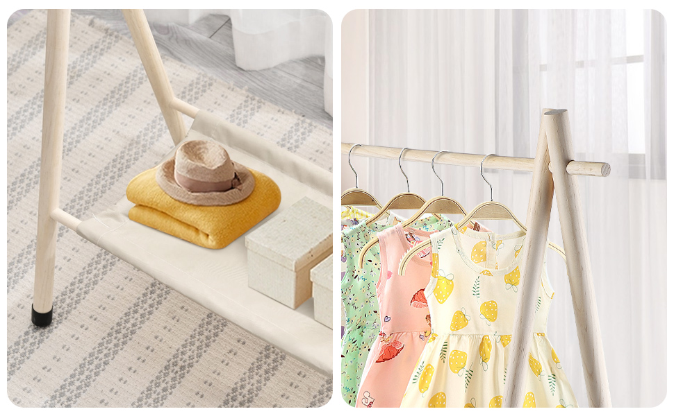 Holdfiturn Childrens Clothes Rail Dog Clothes Rack Wooden Small