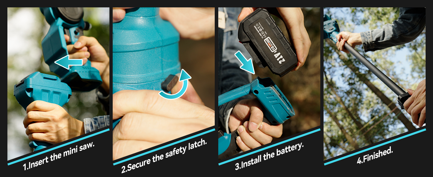 Seesii 2 in 1 Pole Saw & Mini Chainsaw 8 inch, Battery Electric Cordless Polesaw for Trimming CH888