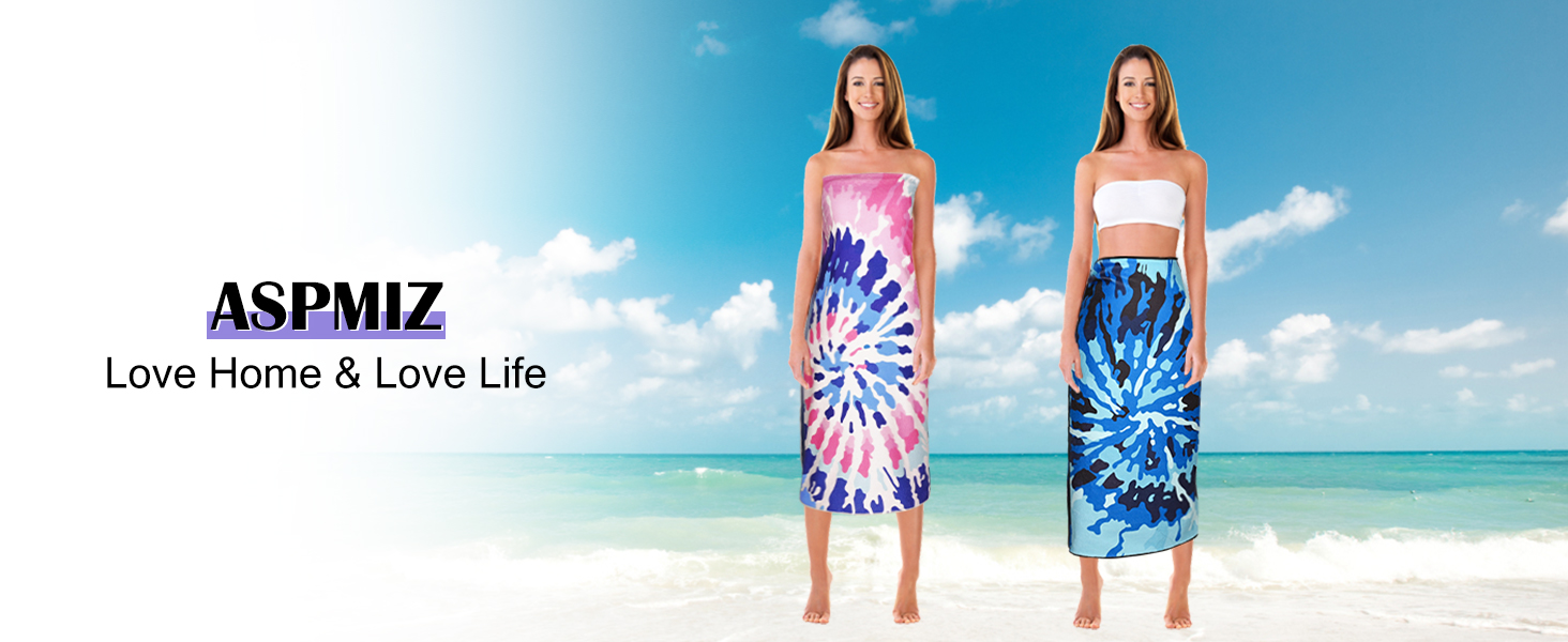 ASPMIZ 2 Pcs Microfiber Tie Dye Beach Towels, Absorbent