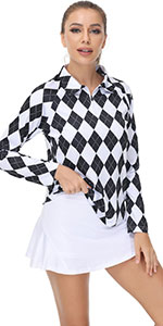 women long sleeve golf polo shirt moisture wicking sports top