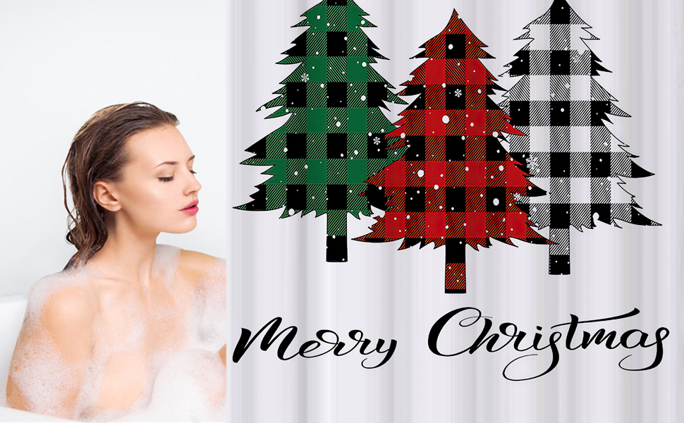 XZTXBest Merry Christmas Shower Curtain,Christmas Tree Snowflake