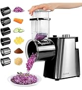 Anatole Electric Cheese Grater Stainless Steel Vegetable Shredder 6 Blades 250W Large Inlet Outle...