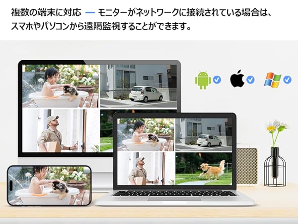 【新品】zoohi 防犯カメラ4台+15.6型モニター+2TB HDD内蔵セット 新品】zoohi 防犯カメラ4台+15.6型モニター+2TB HDD内蔵セット