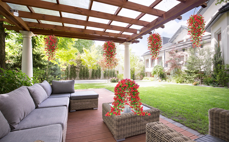 Flores colgantes artificiales