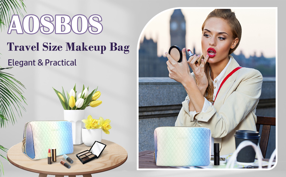 Aosbos Travel Size Cosmetic Bag Cute Makeup Bag Makeup