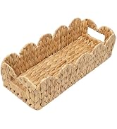 Coeusy Toilet Tank Basket for Bathroom,Scalloped Edge Wicker Basket for Toilet Paper Storage,Smal...
